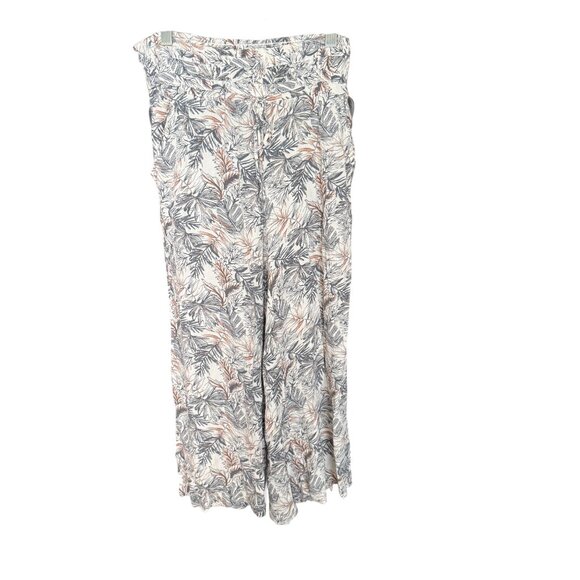 Rewash Pants - REWASH Los Angeles Tropical Palm Print Wide Leg Palazzo Pants Size M Gray & Cora